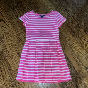 Polo Ralph Lauren girls pink and white striped dress size M (8-10) NWOT
